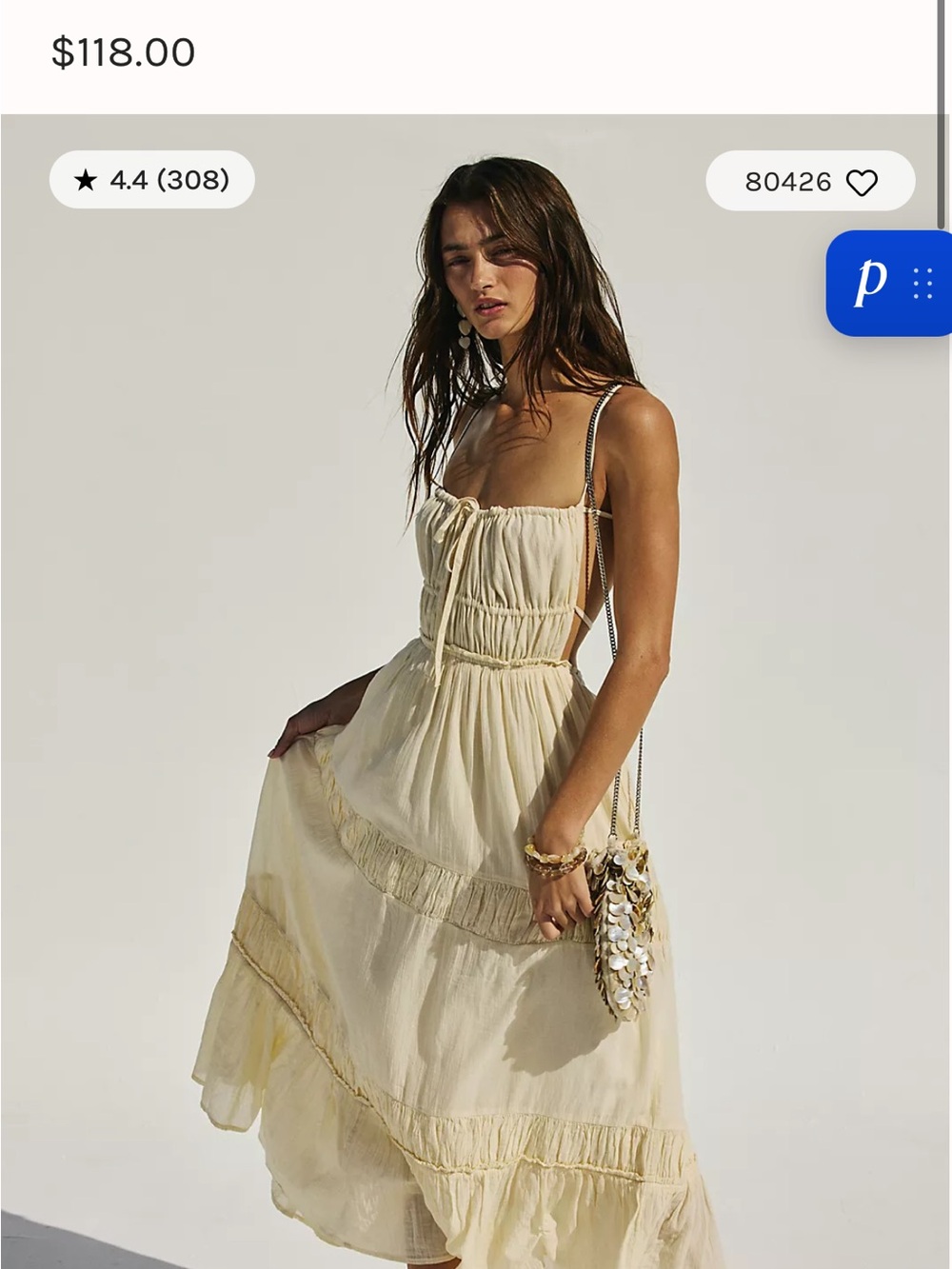 Free People Cream Tiered Maxi Dress